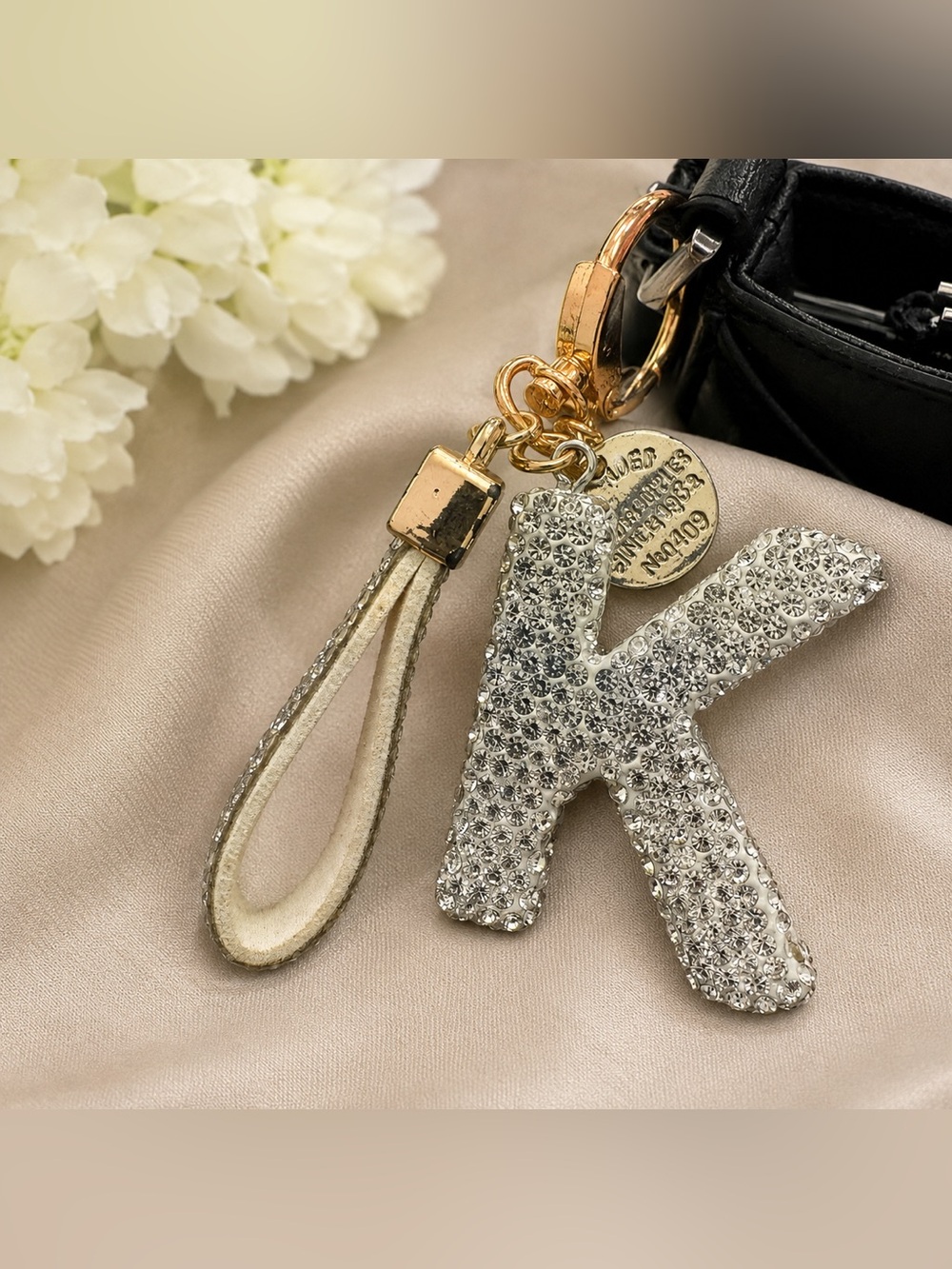 Betsey Johnson Rhinestone K Initial Keychain Bag Charm